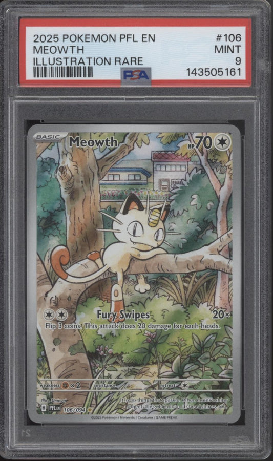 Meowth Pokemon Phantasmal Flames Illustration Rare #106 PSA 9 #1
