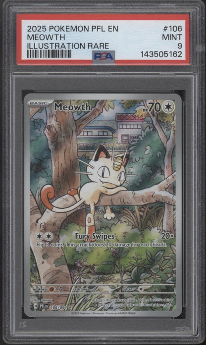 Meowth Pokemon Phantasmal Flames Illustration Rare #106 PSA 9 #2