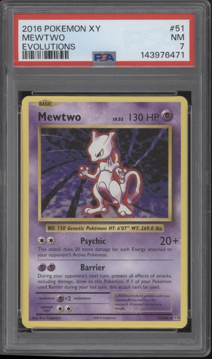 Mewtwo Pokemon XY Evolutions #51 PSA 7
