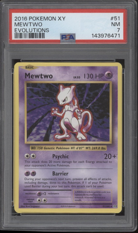 Mewtwo Pokemon XY Evolutions #51 PSA 7
