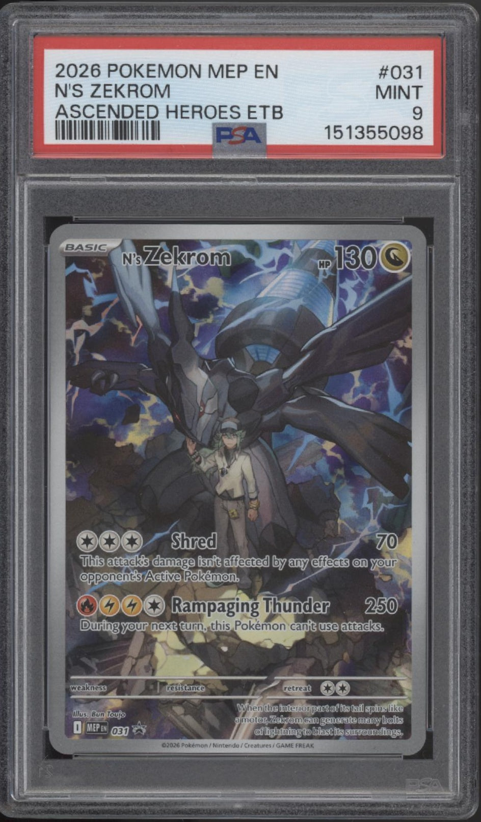 N's Zekrom Pokemon Ascended Heroes Elite Trainer Box #031 PSA 9 #2