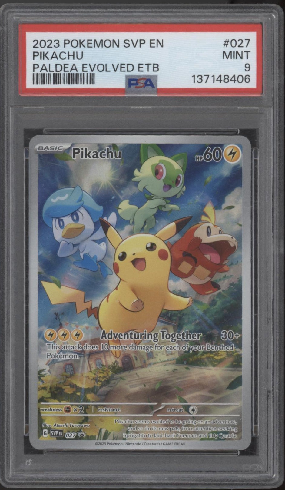 Pikachu Pokemon Paldea Evolved Elite Trainer Box #027 PSA 9