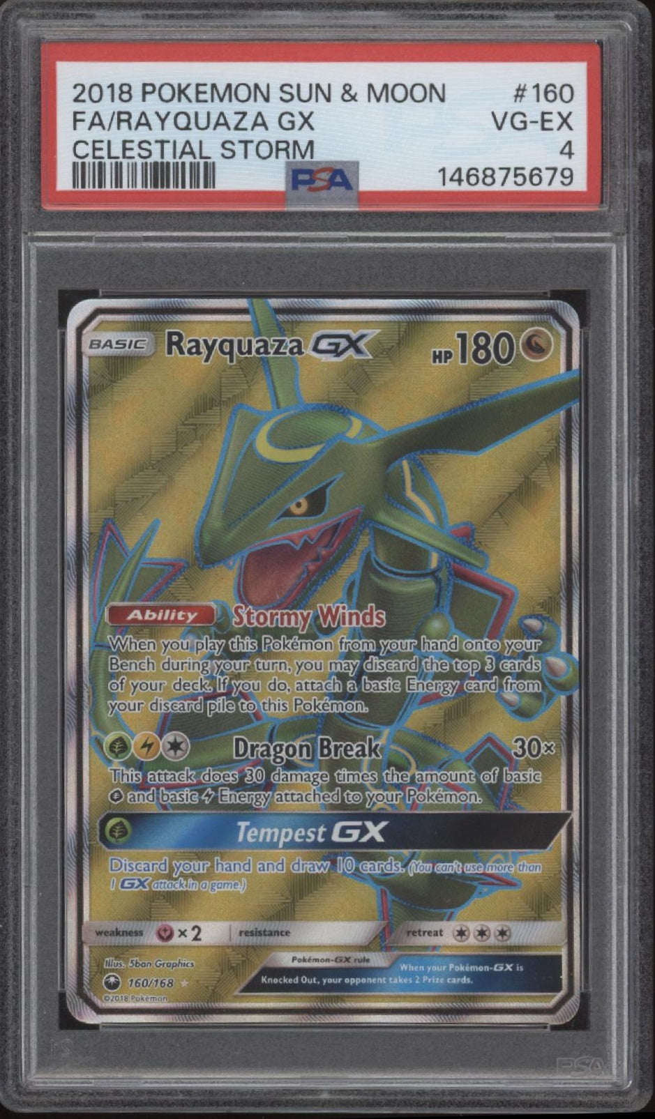 Rayquaza GX Pokemon Celestial Storm Full Art #160 PSA 4