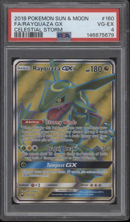 Rayquaza GX Pokemon Celestial Storm Full Art #160 PSA 4