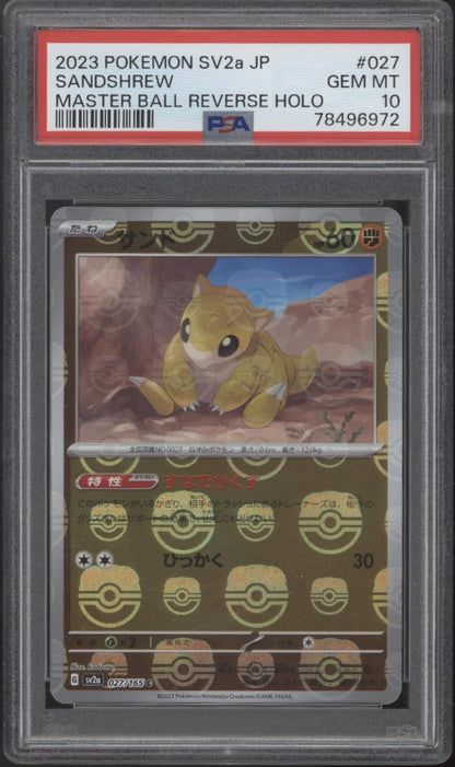 Sandshrew Pokemon 151 Master Ball Reverse Holo Japanese #027 PSA 10