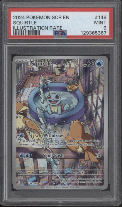 is squirtle a rare pokemon card Squirtle Pokemon Stellar Crown Illustration Rare #148 PSA 9