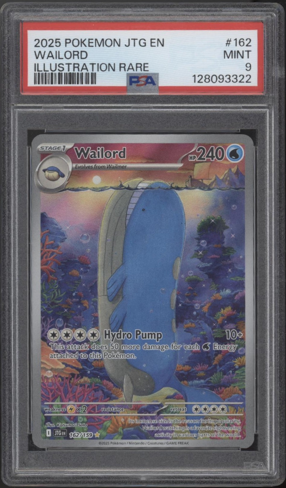 Wailord Pokemon Journey Together Illustration Rare #162 PSA 9