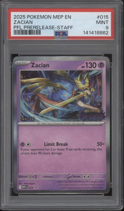 Zacian Pokemon Mega Evolution PFL Prerelease Staff Promo #015 PSA 9 #1