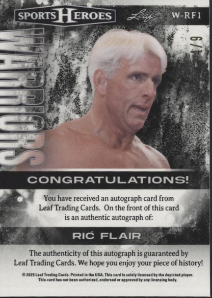 Ric Flair 2025 Leaf Sports Heroes Warriors Auto 4/9 #W-RF1