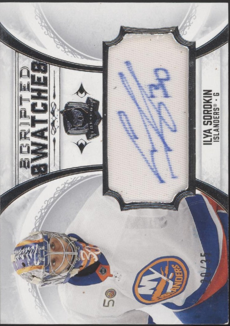Ilya Sorokin 2022-23 Upper Deck The Cup Scripted Swatches Auto #SM-IS