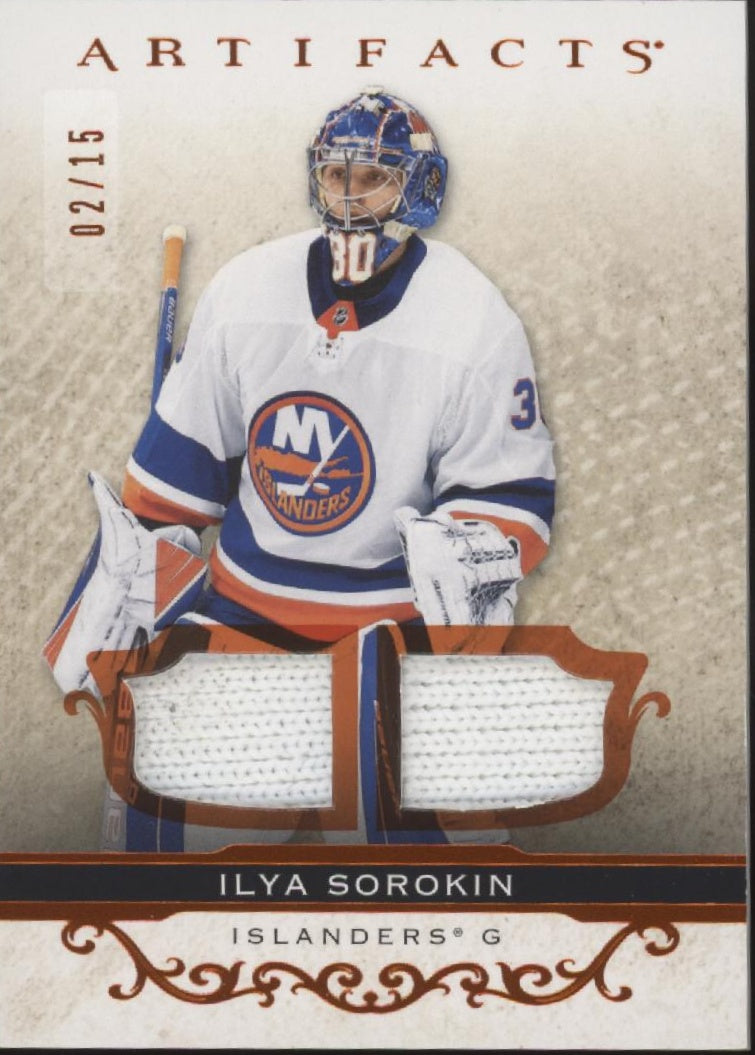 Ilya Sorokin 2021-22 Upper Deck Artifacts Orange Swatch 02/15 #34