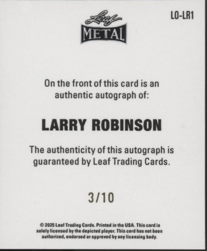 Larry Robinson 2025 Leaf Metal Mini Auto 3/10 #LO-LR1