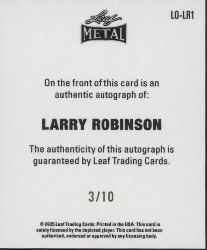 Larry Robinson 2025 Leaf Metal Mini Auto 3/10 #LO-LR1