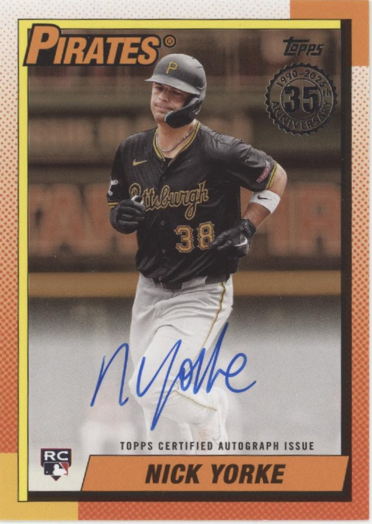 Nick Yorke 2025 Topps 35th Anniversary 1990 Orange RC Auto 48/50 #90B2-NY