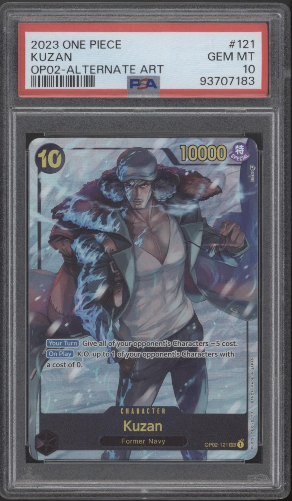 Kuzan One Piece Card Game OP02 Alternate Art #121 PSA 10