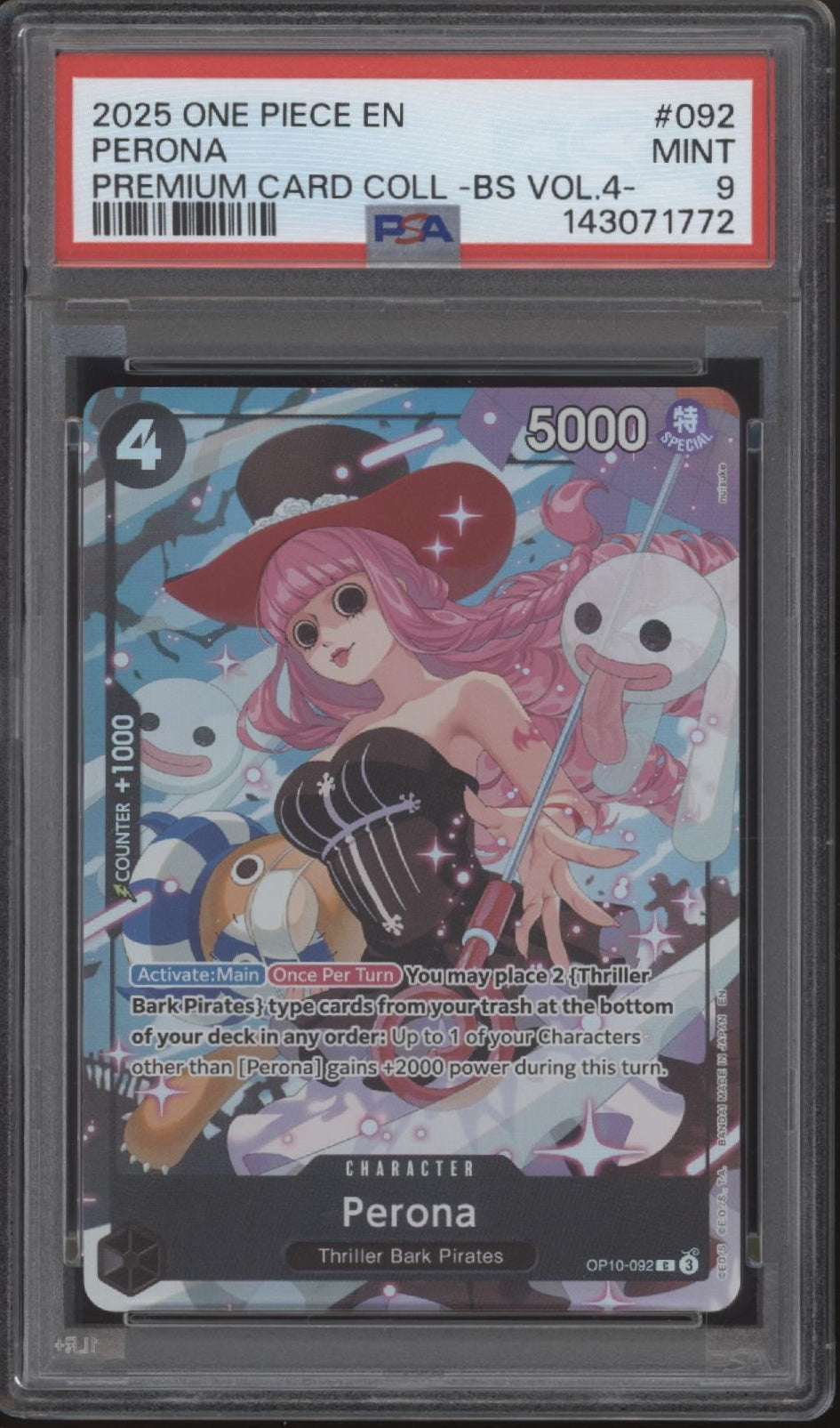 Perona One Piece Card Game Premium Card Collection BS Vol. 4 #092 PSA 9
