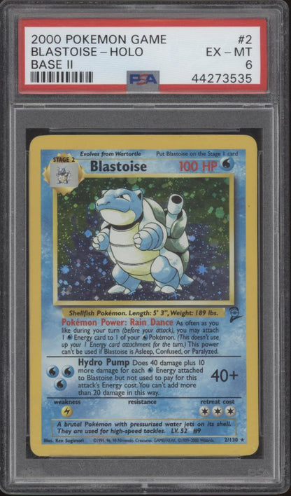 Blastoise Pokemon Base Set 2 Holo #2 PSA 6