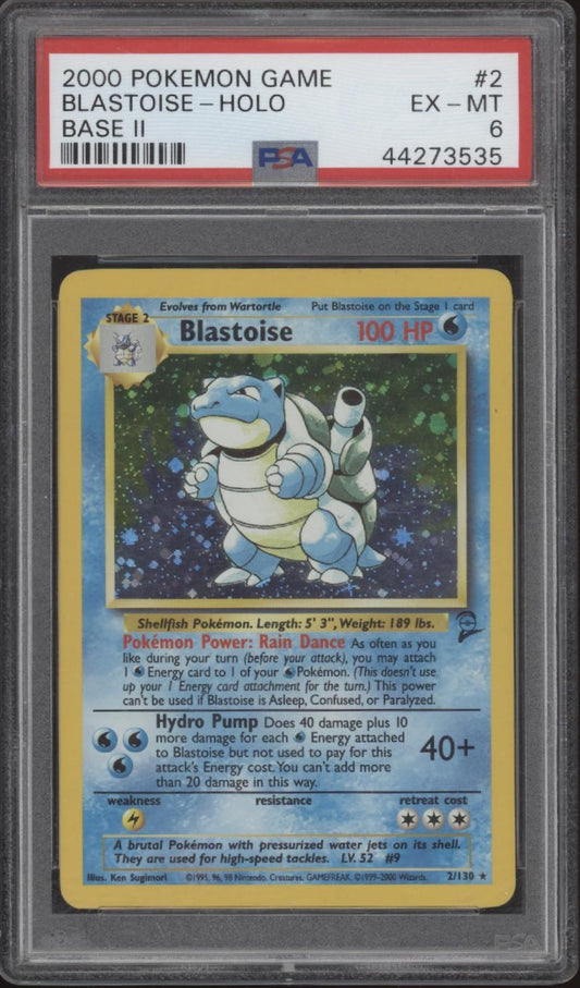 Blastoise Pokemon Base Set 2 Holo #2 PSA 6