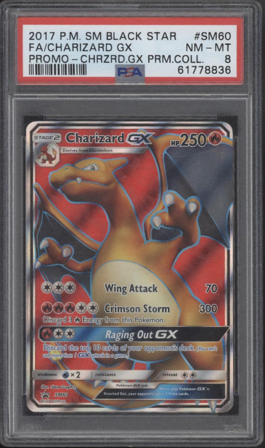Charizard GX Pokemon Premium Collection Black Star Promo Full Art #SM60 PSA 8