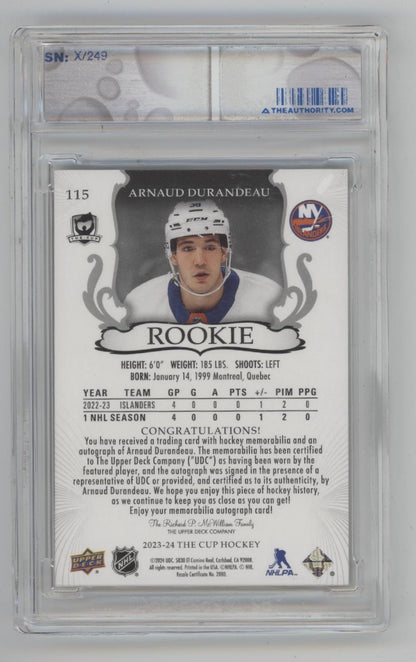 Arnaud Durandeau 2023-24 Upper Deck The Cup Swatch RC Auto 196/249 #115