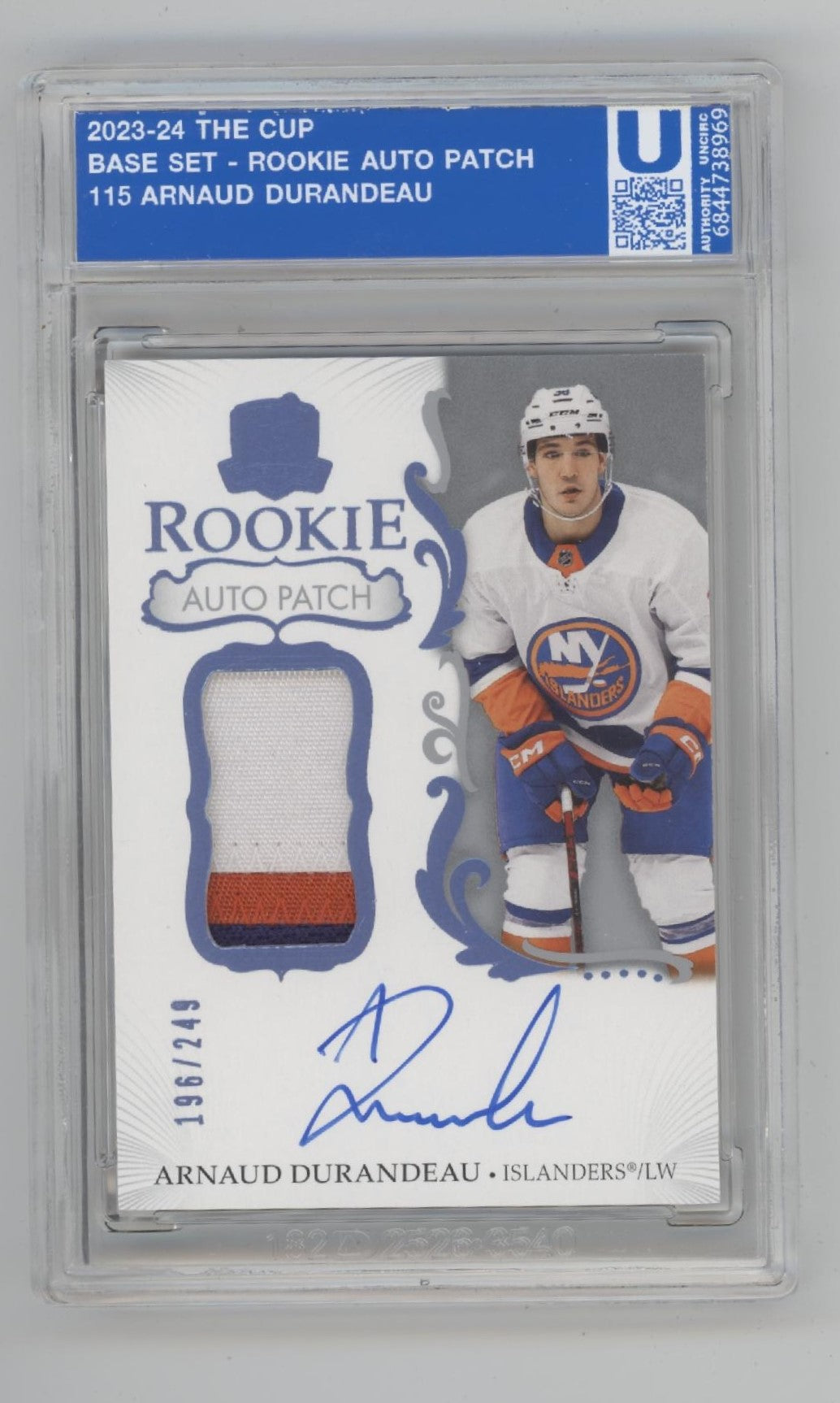 Arnaud Durandeau 2023-24 Upper Deck The Cup Swatch RC Auto 196/249 #115