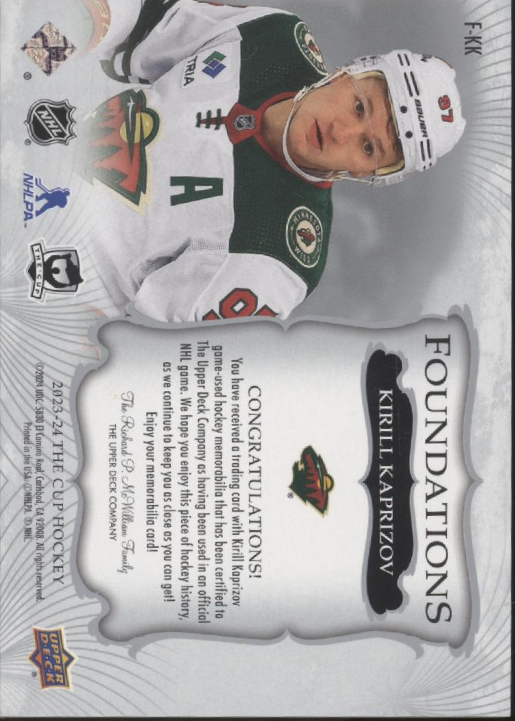 Kirill Kaprizov 2023-24 Upper Deck The Cup Foundations Swatch 34/49 #F-KK