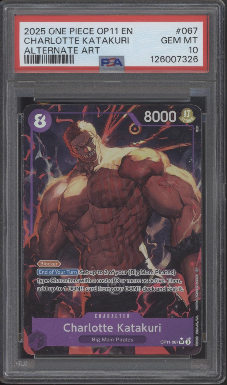 Charlotte Katakuri One Piece Card Game OP11 Alternate Art #067 PSA 10