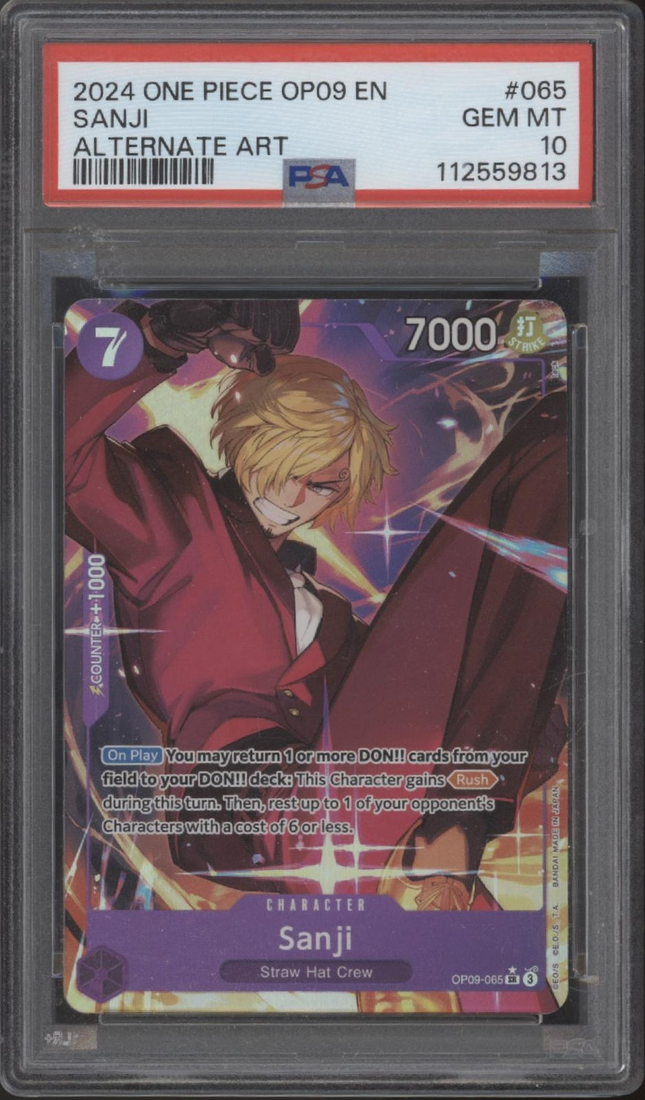 Sanji One Piece Card Game OP09 Alternate Art #065 PSA 10