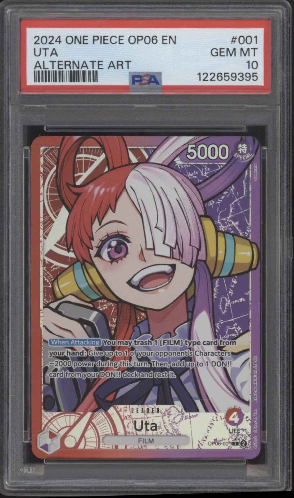 Uta One Piece Card Game OP06 Alternate Art #001 PSA 10
