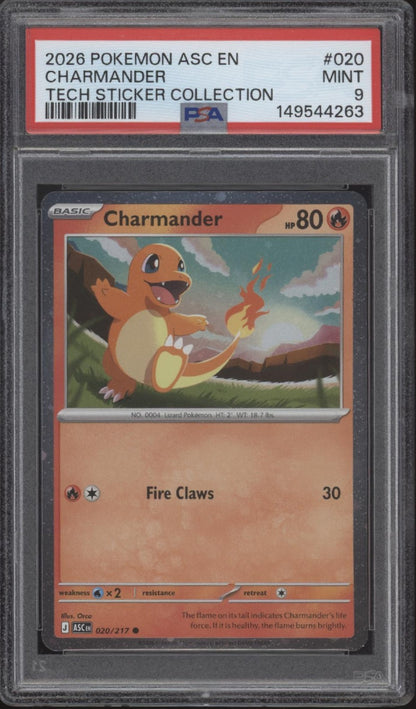 Charmander Pokemon Ascended Heroes Tech Sticker Collection #020 PSA 9 #1