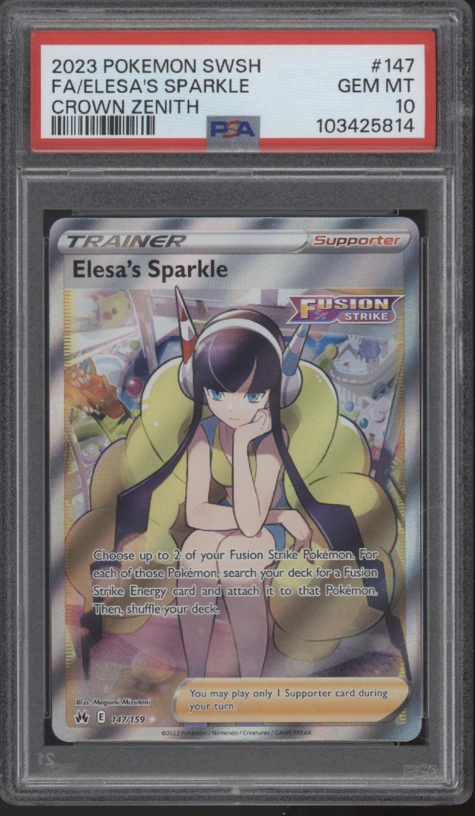 Elesa's Sparkle Pokemon Crown Zenith Full Art #147 PSA 10