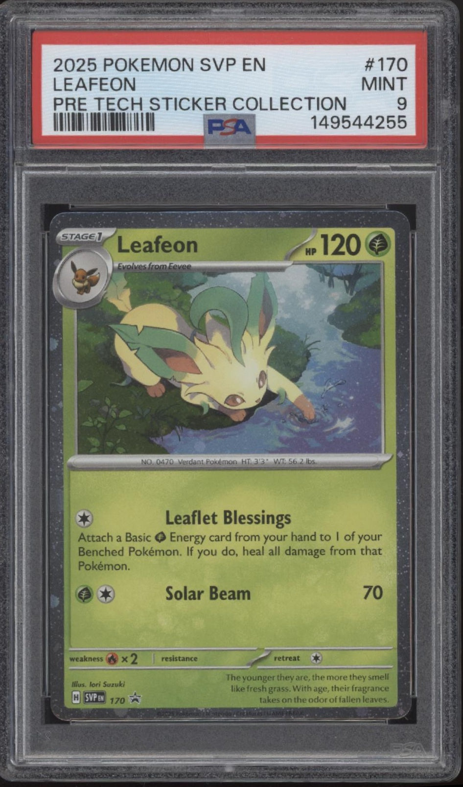 Leafeon Pokemon Prismatic Evolutions Tech Sticker Collection #170 PSA 9 #1