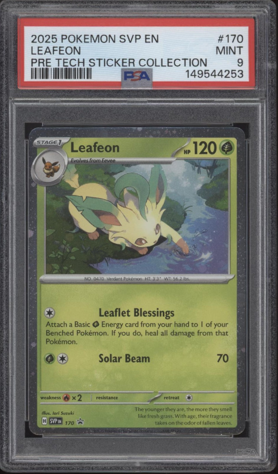 Leafeon Pokemon Prismatic Evolutions Tech Sticker Collection #170 PSA 9 #2