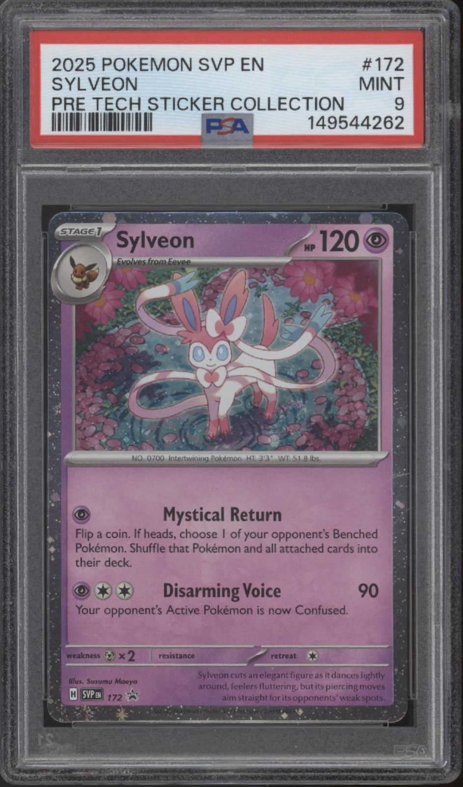 Sylveon Pokemon Prismatic Evolutions Tech Sticker Collection #172 PSA 9