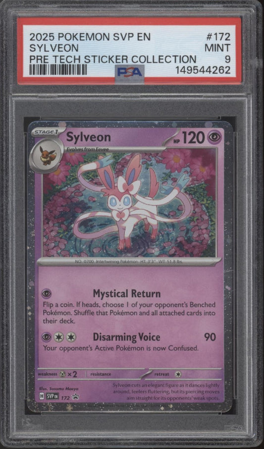 Sylveon Pokemon Prismatic Evolutions Tech Sticker Collection #172 PSA 9