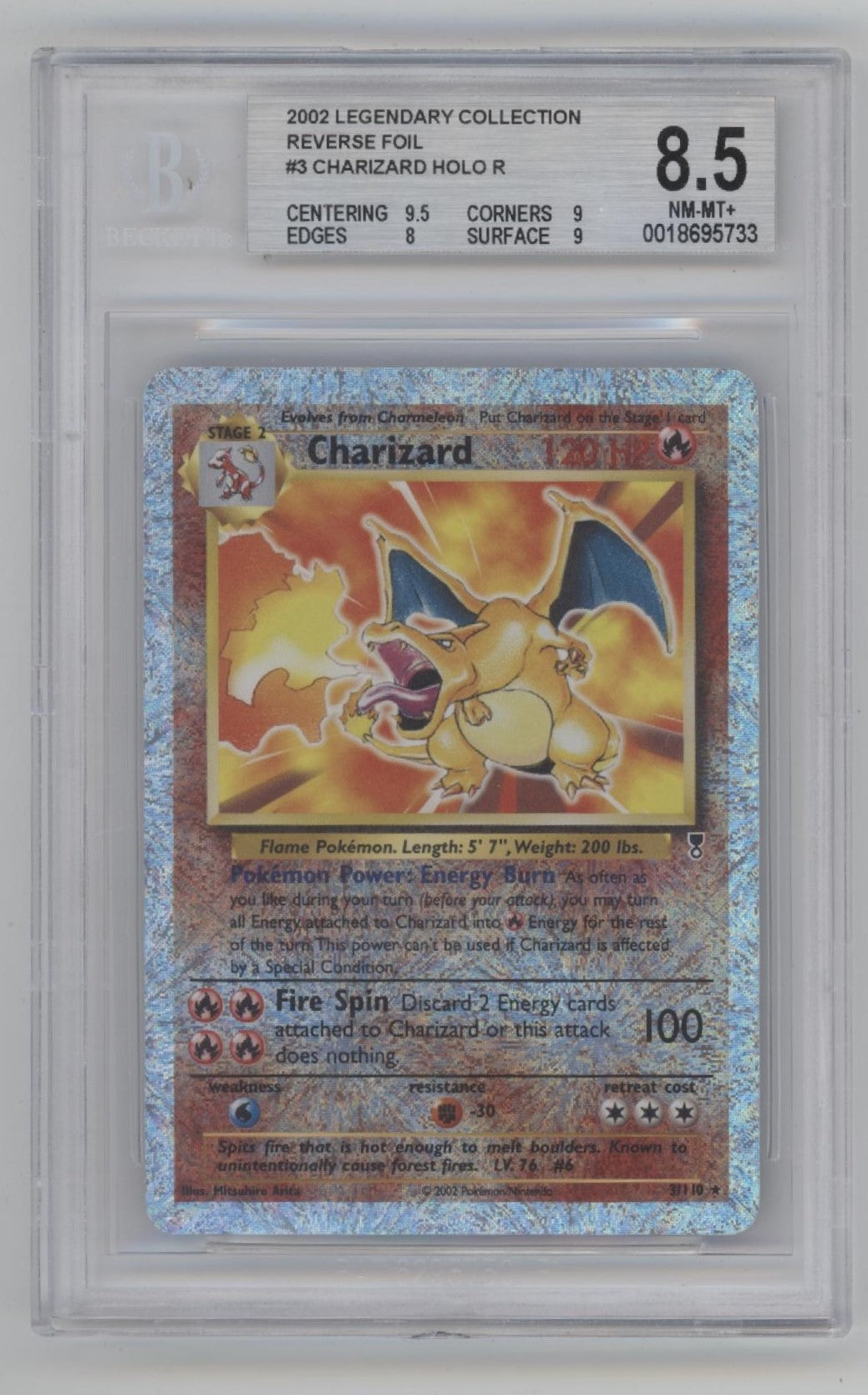 Charizard Pokemon Legendary Collection Reverse Holo #3 Beckett 8.5、Collector Store LLC Gaming、kayou