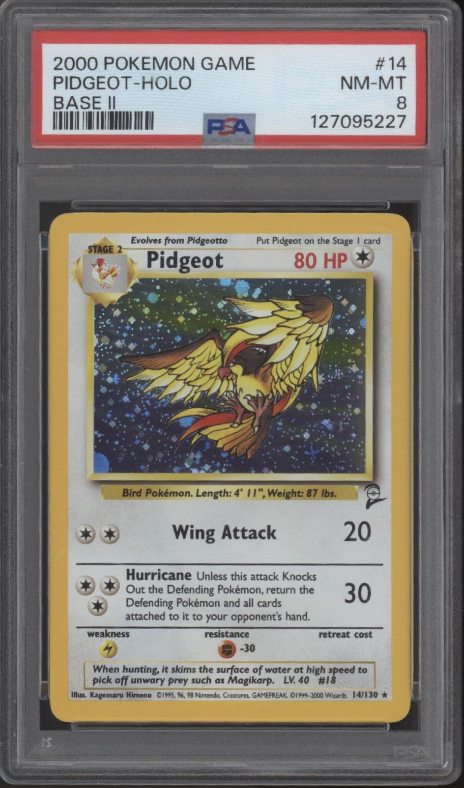 Pidgeot Pokemon Base Set 2 Holo #14 PSA 8