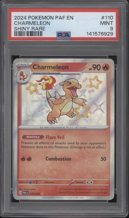 Charmeleon Pokemon Paldean Fates Shiny Rare #110 PSA 9