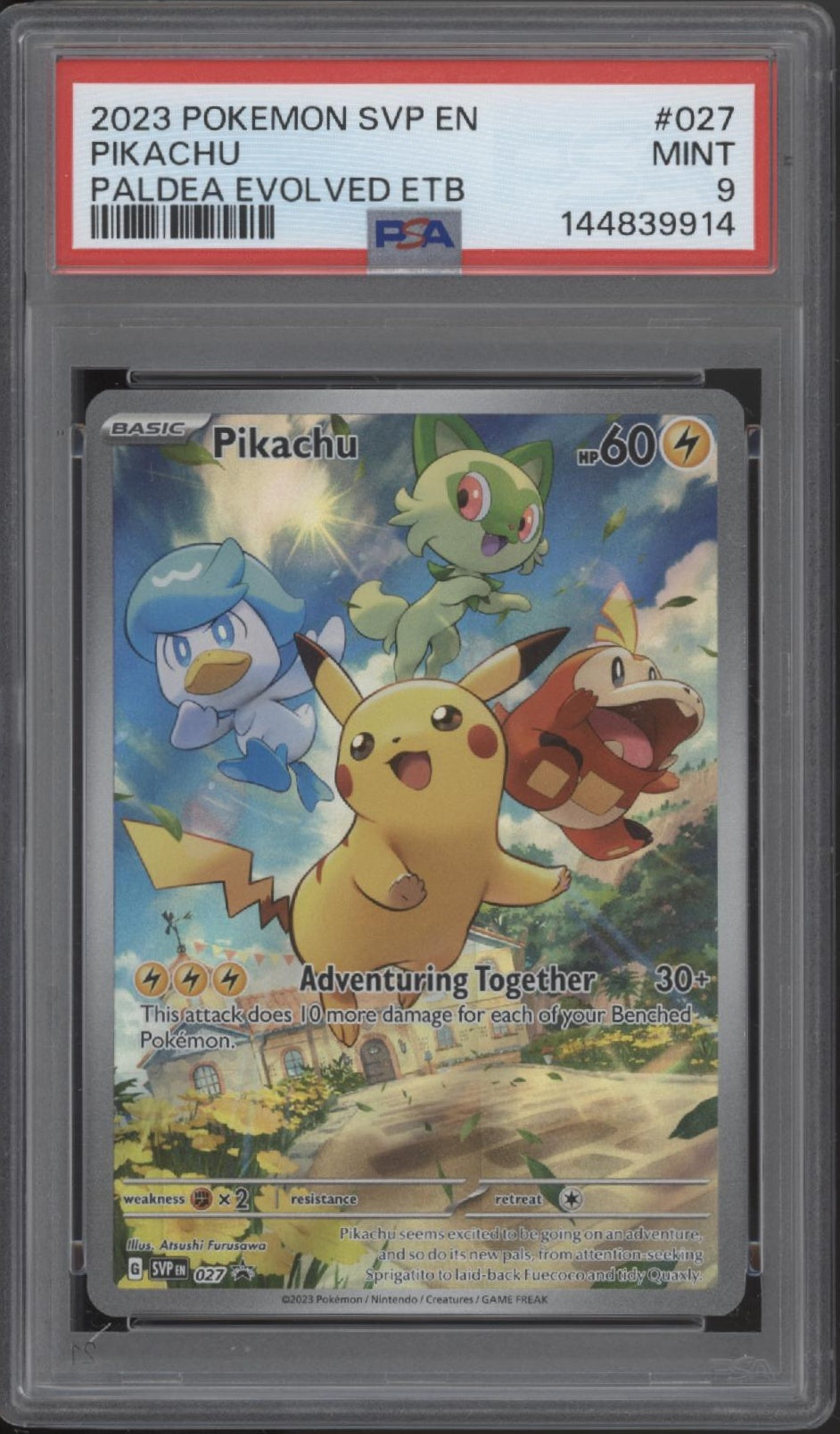 Pikachu Pokemon Paldea Evolved Elite Trainer Box #027 PSA 9 #2