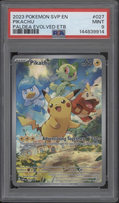 Pikachu Pokemon Paldea Evolved Elite Trainer Box #027 PSA 9 #2