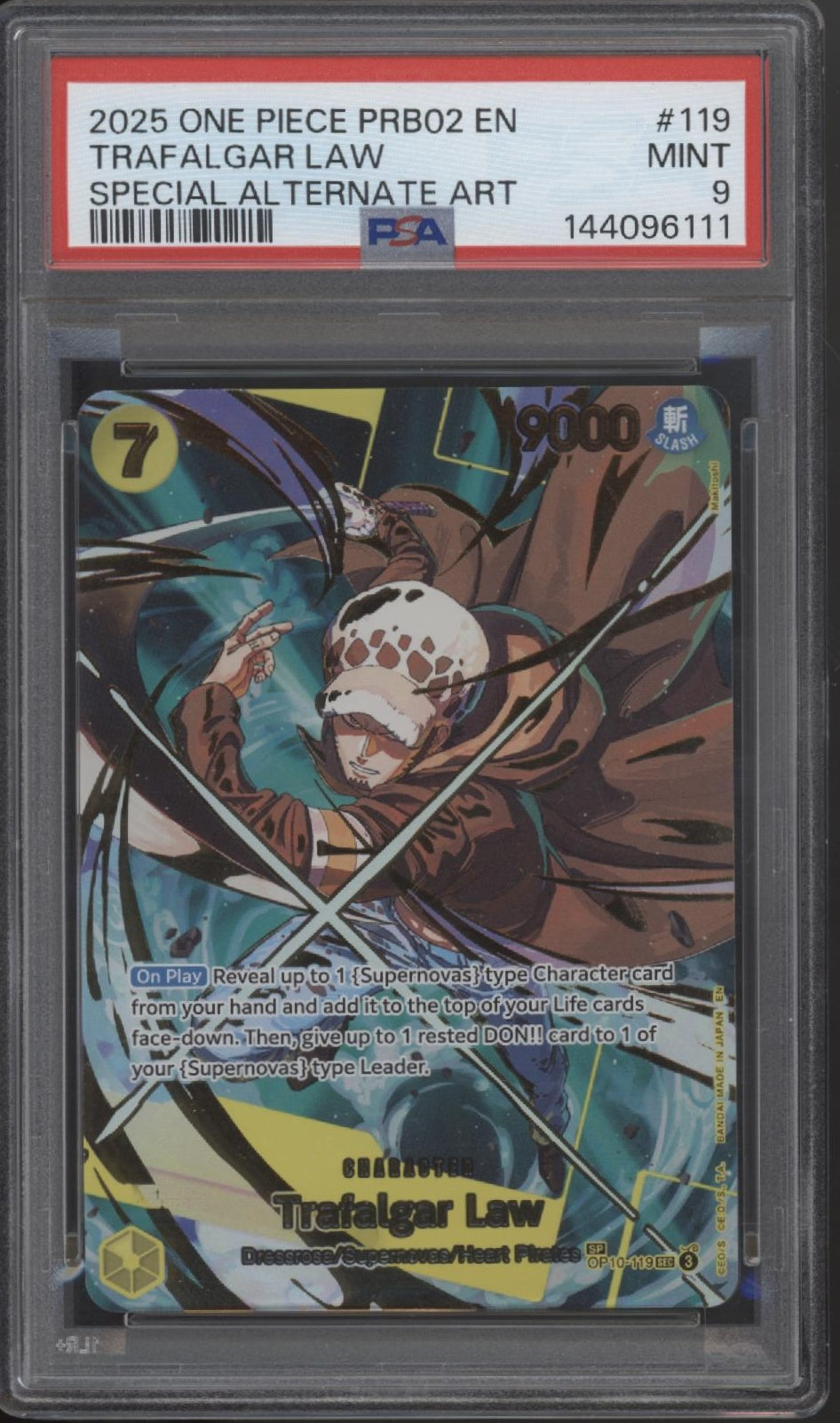 Trafalgar Law One Piece Card Game PRB02 Special Alternate Art #119 PSA 9