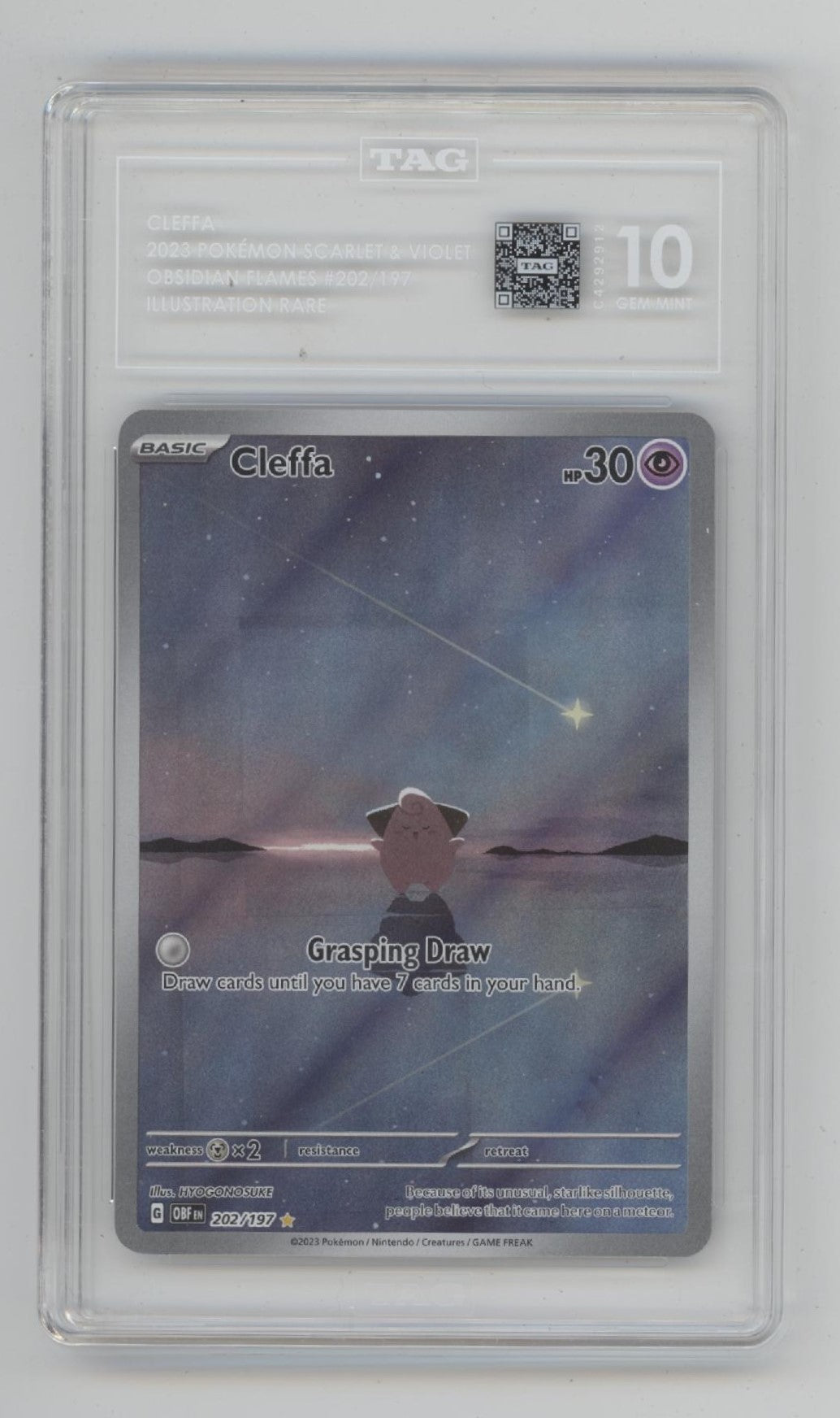 Cleffa Pokemon Obsidian Flames Illustration Rare #202 TAG 10、Collector Store LLC Gaming、kayou