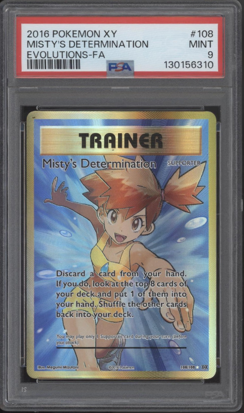 Misty's Determination Pokemon Evolutions Full Art #108 PSA 9