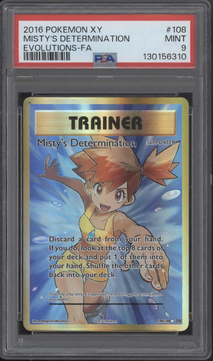 Misty's Determination Pokemon Evolutions Full Art #108 PSA 9