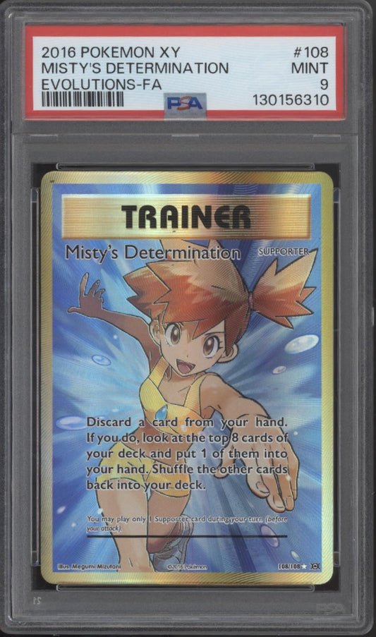 Misty's Determination Pokemon Evolutions Full Art #108 PSA 9