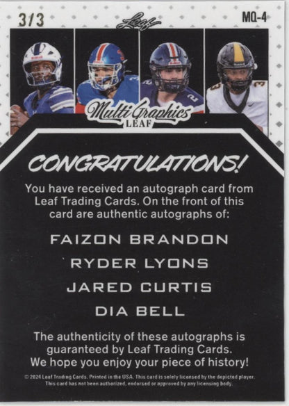 Brandon Lyons Curtis Bell 2024 Leaf Multi Graphics Quartet Autos 3/3 #MQ-4