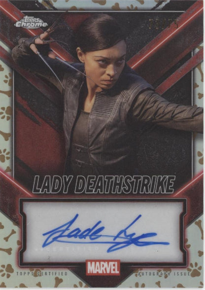 Jade Lye as Lady Deathstrike 2025 Topps Chrome Deadpool Refractor Auto 73/75