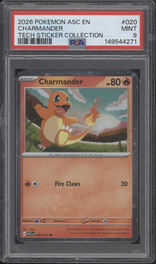 Charmander Pokemon Ascended Heroes Tech Sticker Collection #020 PSA 9 #3