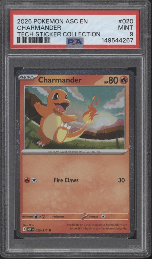 Charmander Pokemon Ascended Heroes Tech Sticker Collection #020 PSA 9 #4