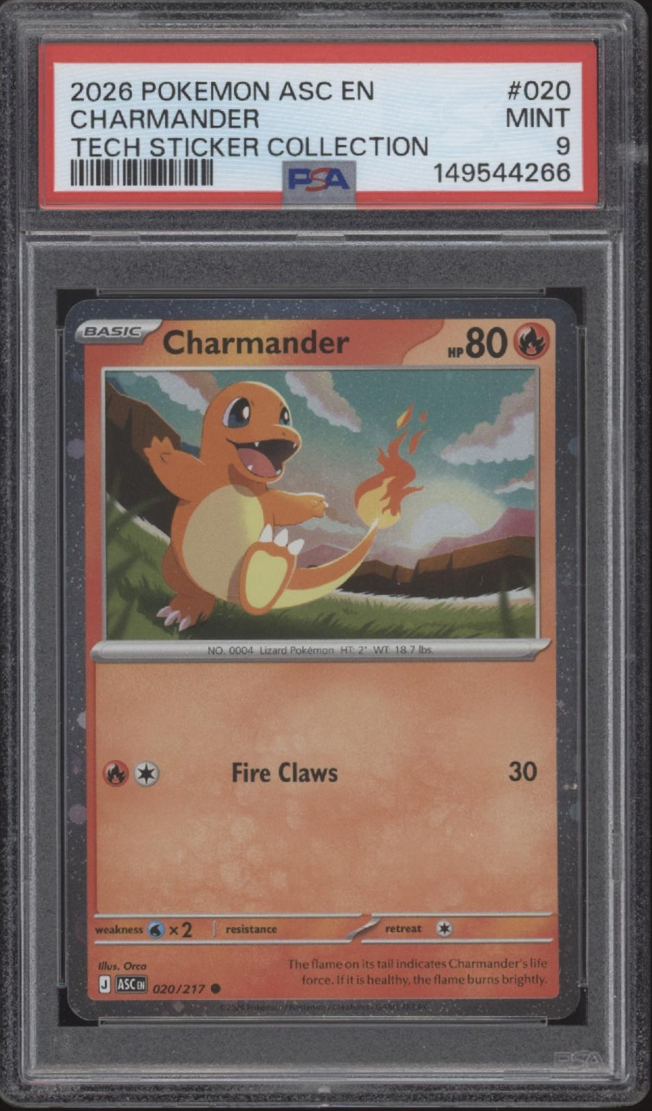 Charmander Pokemon Ascended Heroes Tech Sticker Collection #020 PSA 9 #6